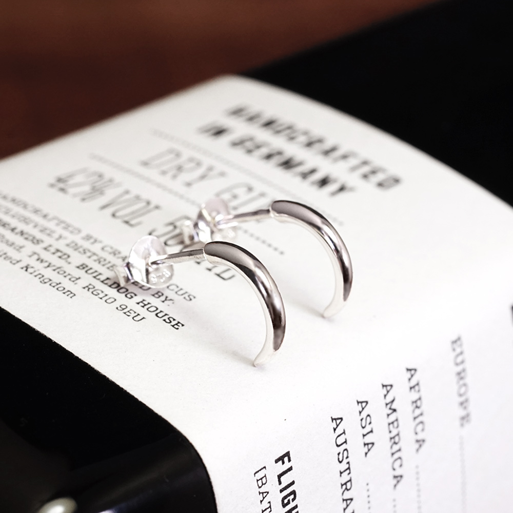 弦月 針式耳環 925純銀耳環 女生 男生 中性耳環