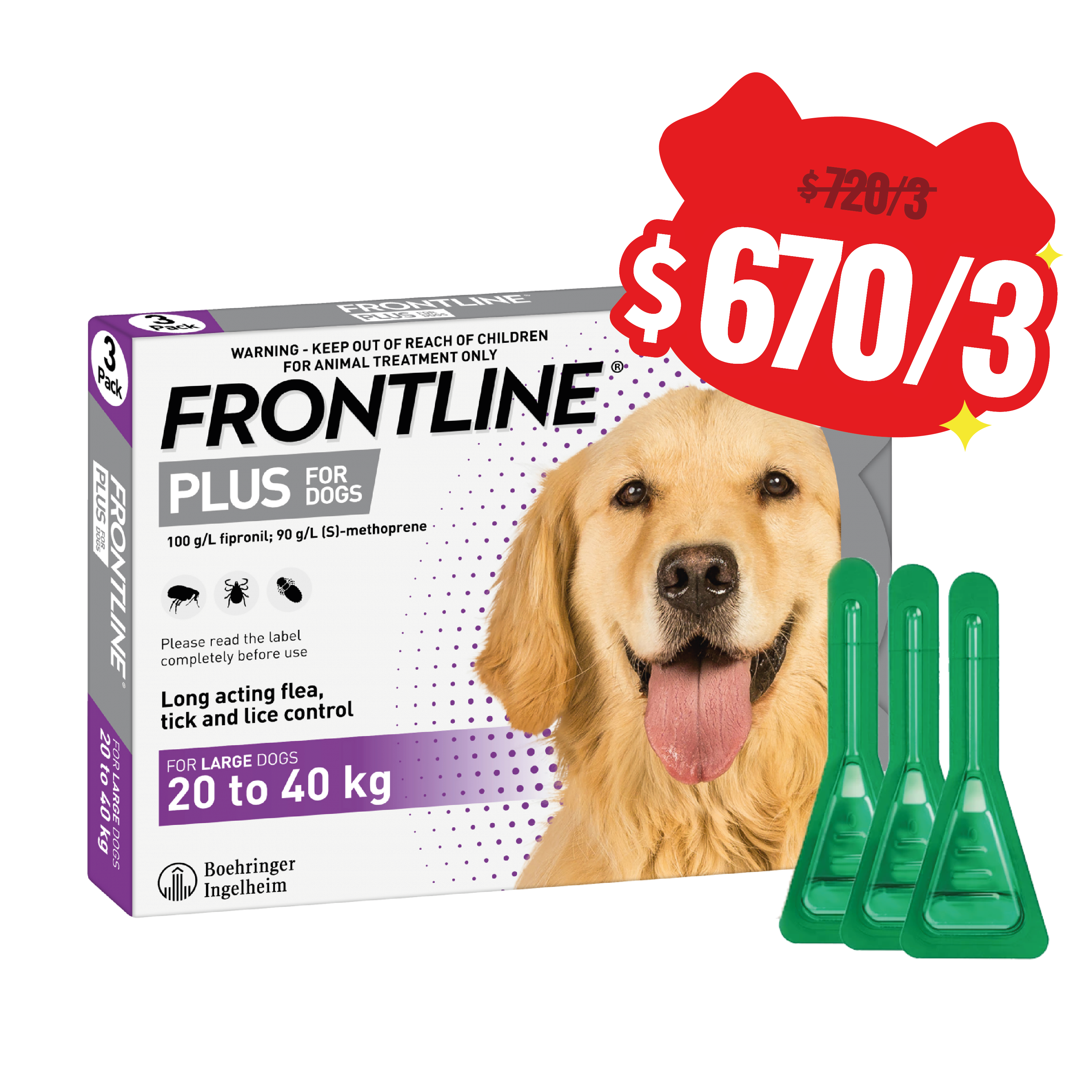 【3盒優惠】Frontline⎜Plus 殺蚤滴頸劑 20-40 KG (Dog)