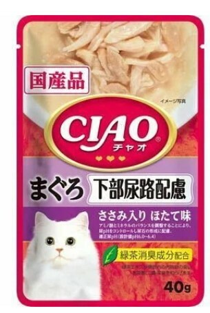[$39 x 6包]CIAO 軟包 奢華 防尿石配方 吞拿魚+雞肉+帶子味40G