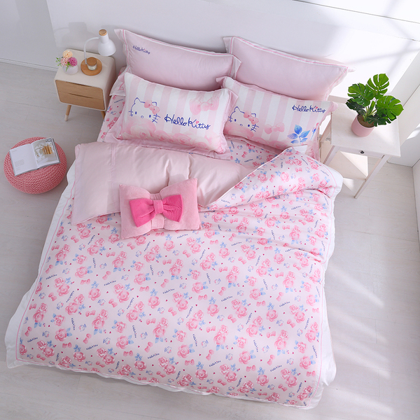 HELLO KITTY床包兩用被組 | 萊賽爾天絲 | 粉色浪漫 時光篇