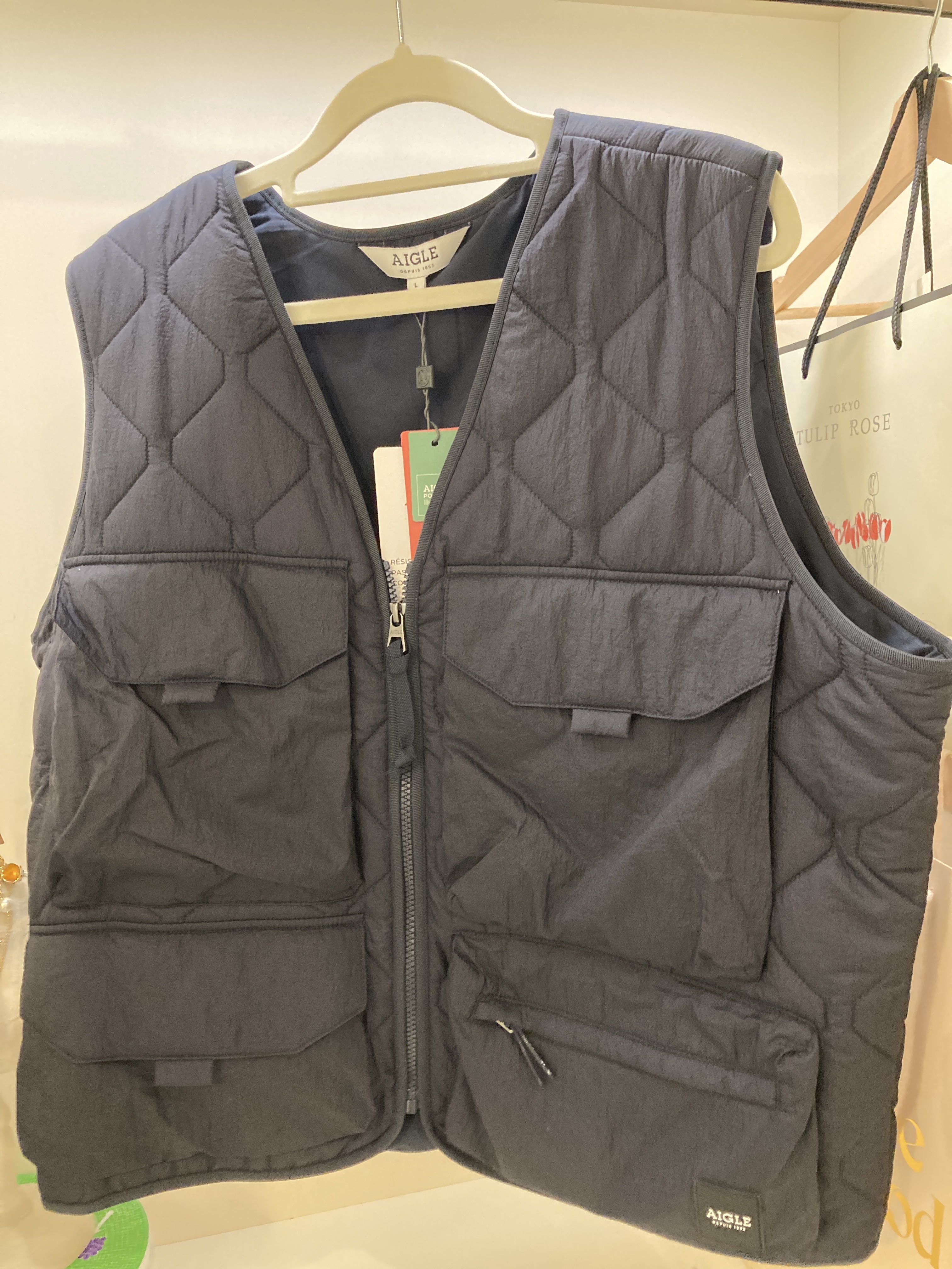 Aigle 深藍色男裝夾棉背心