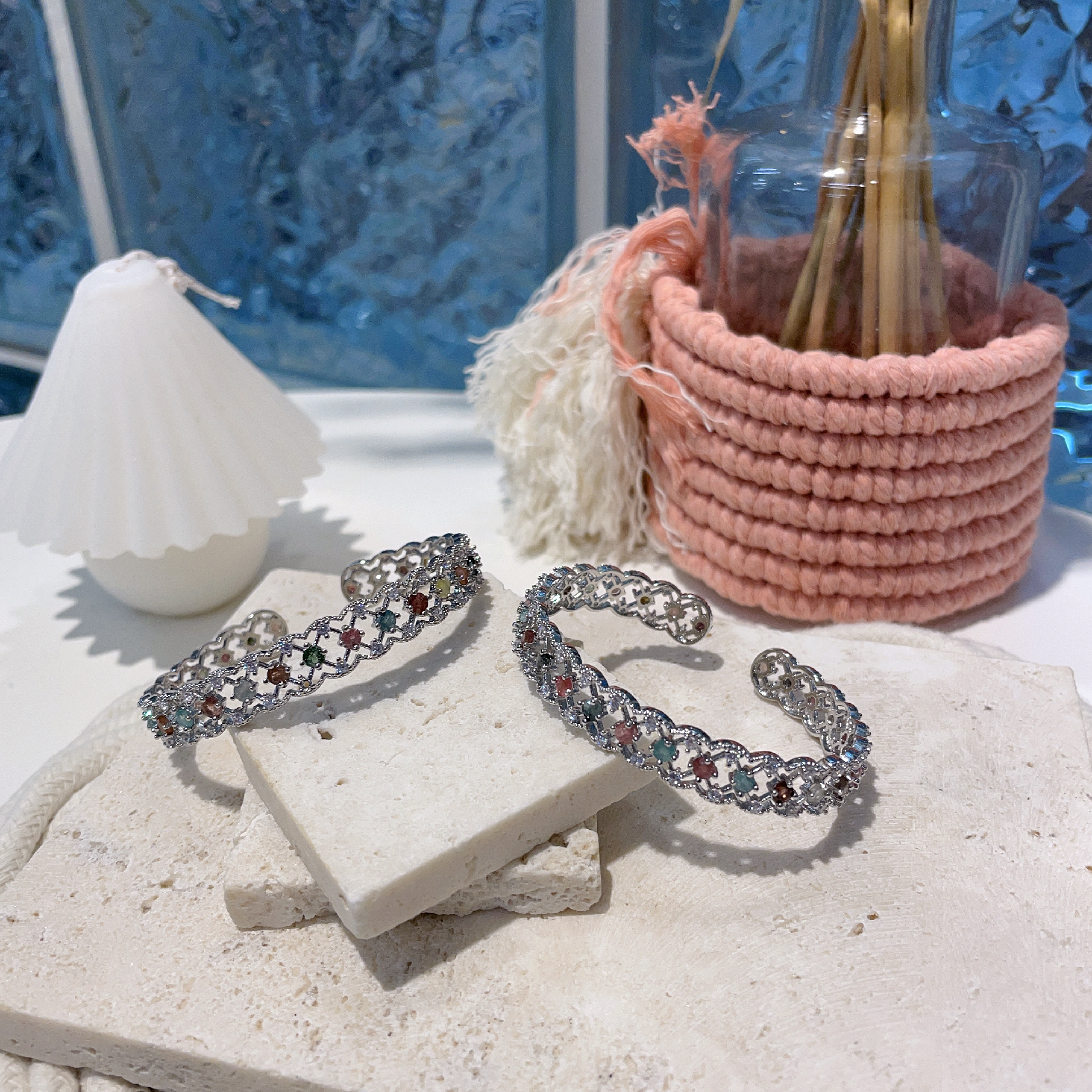 彩虹碧璽花格手鈪