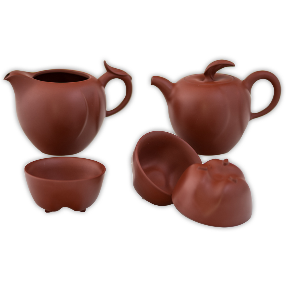 紫砂陶蘋果茶具組｜平平安安1壺1海3杯創意禮盒送禮推薦