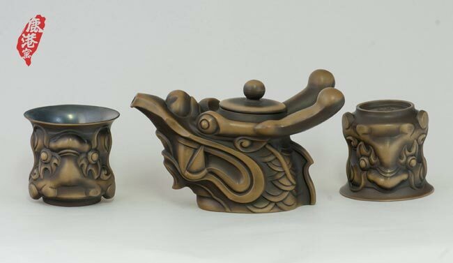 鹿港窯禮品館│紫砂陶-意象茶具組【龍首】一壺二杯 禮盒