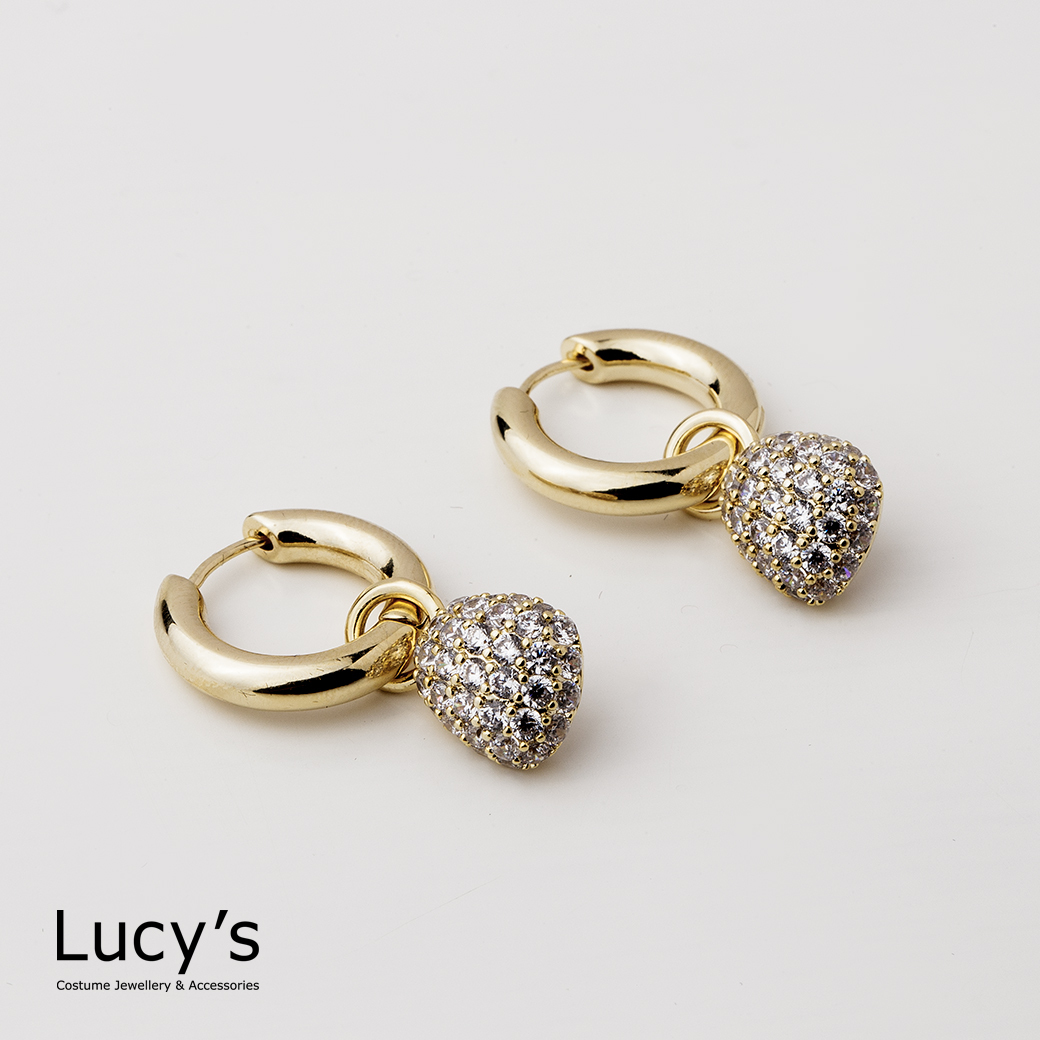 滿鑽水滴 易扣耳環 (二色) (112648/112649)