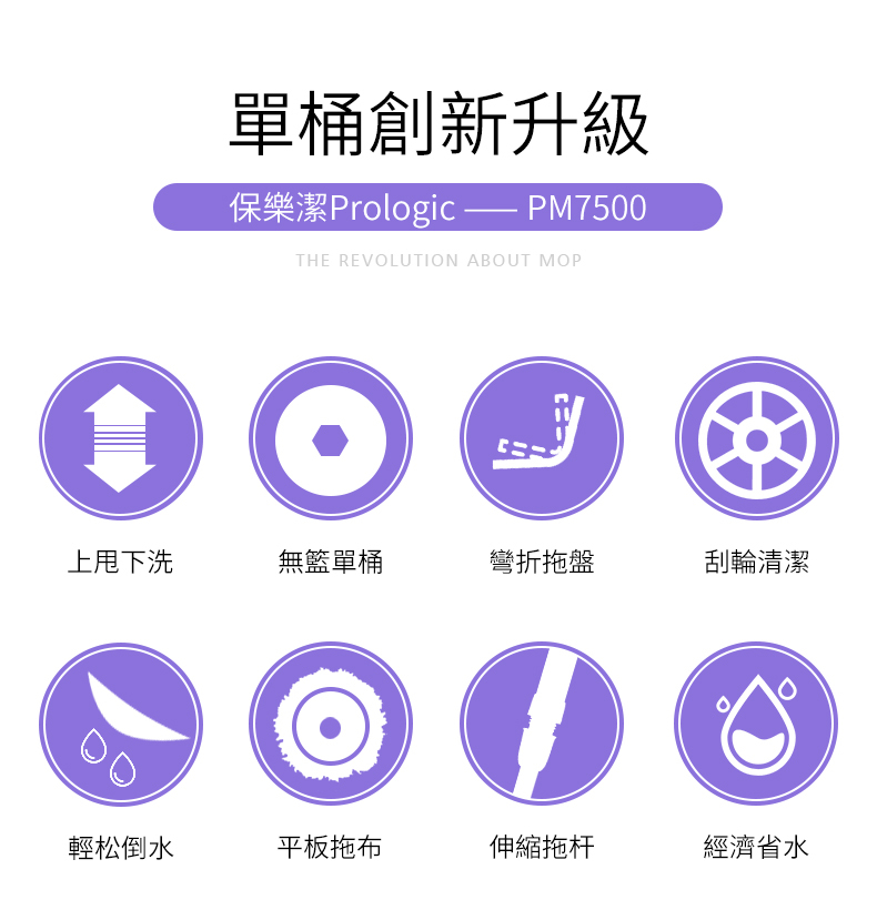 Prologic 保樂潔-PM7500 單桶自動升降拖把