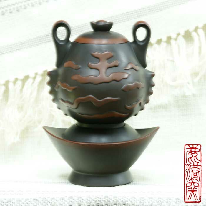 鹿港窯禮品館│紫砂陶-茶具組-意象玄機【扭轉乾坤】禮盒