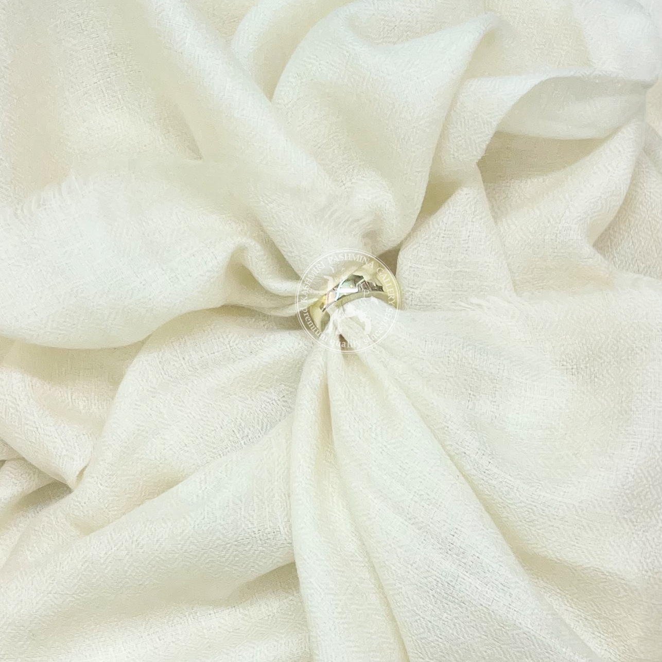 天然無漂染米白色喀什米爾Shahmina披肩圍巾