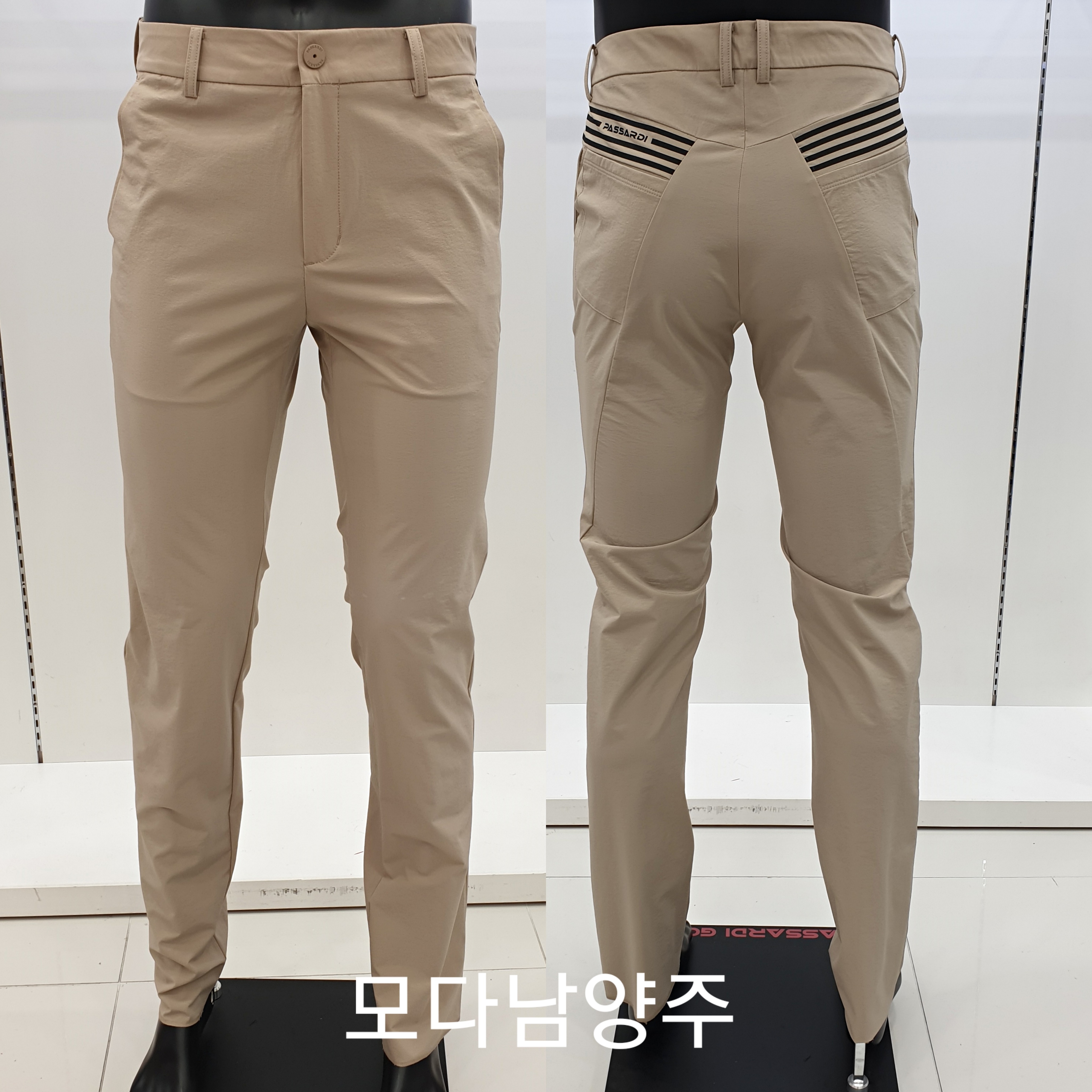 男款401M 韓國Passardi Golf/ 春夏斜線切開彈性線條合身版修身長褲/高爾夫球褲