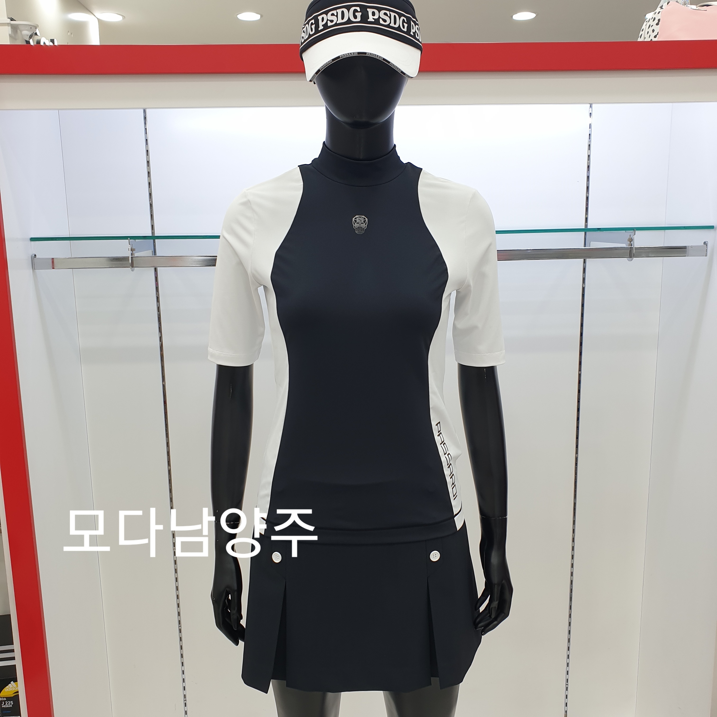 女 303M 韓國Passardi 高球品牌正品/春夏款 時尚簡約雙拼色  百搭骷髏設計9分袖T恤/高爾夫球衣