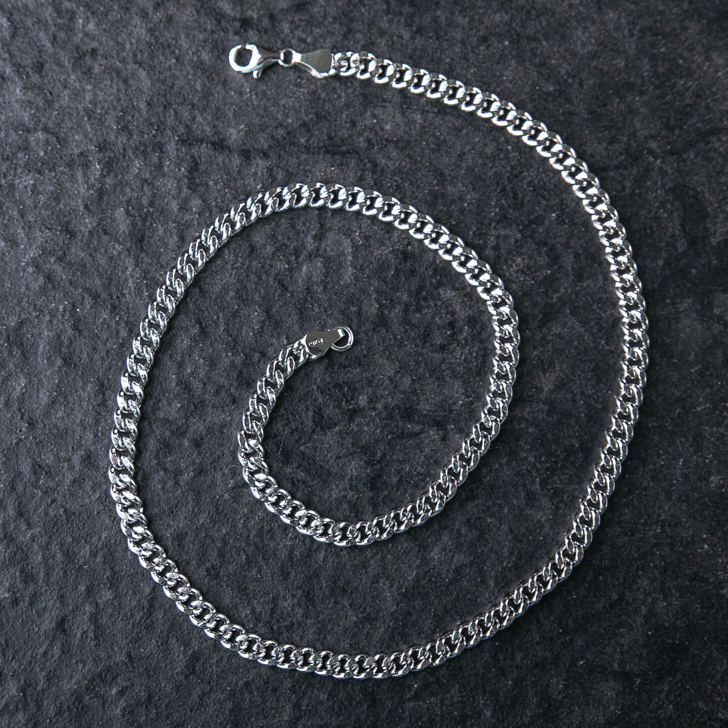 925純銀4mm光面古巴細項鍊