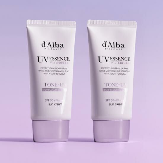 [30/11 - 30/12] d'Alba Waterfull Tone Up UV Essence Sun Cream [Purple Correcting] SPF50+ PA++++ 50ml [Olive Young Double Planning Set]