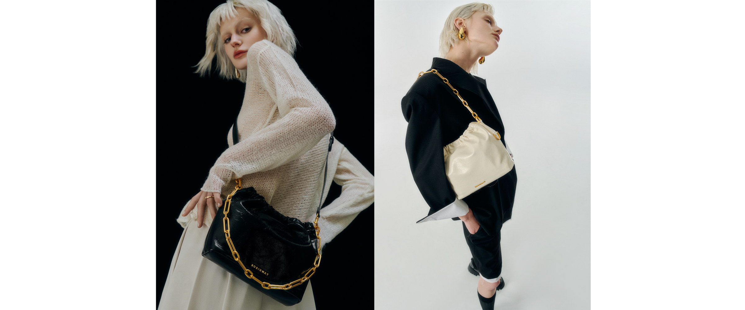 黑白穿搭必備單品01：線條取勝，柔軟雲朵包