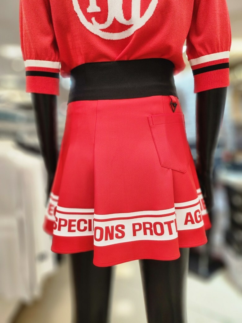 女 303M 韓國Passardi 高球品牌正品/春夏新款 時尚優雅印花英文字母 喇叭A字裙裙褲/高爾夫球衣 高爾夫球裙