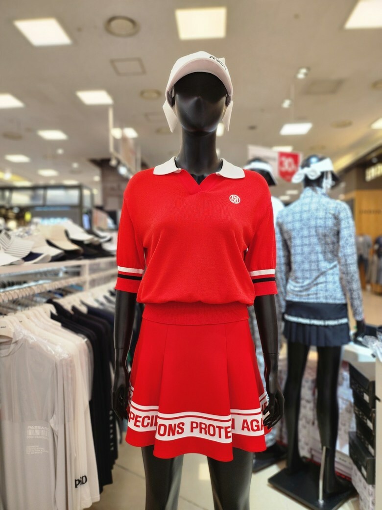 女 303M 韓國Passardi 高球品牌正品/春夏新款 時尚優雅印花英文字母 喇叭A字裙裙褲/高爾夫球衣 高爾夫球裙