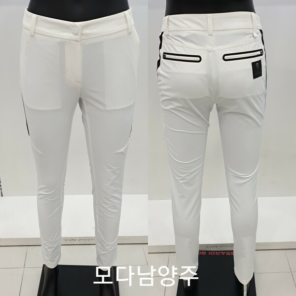 女 303M 韓國Passardi 高球品牌正品/夏款 修身斜點線條 skull印花彈性直筒長褲/高爾夫球褲