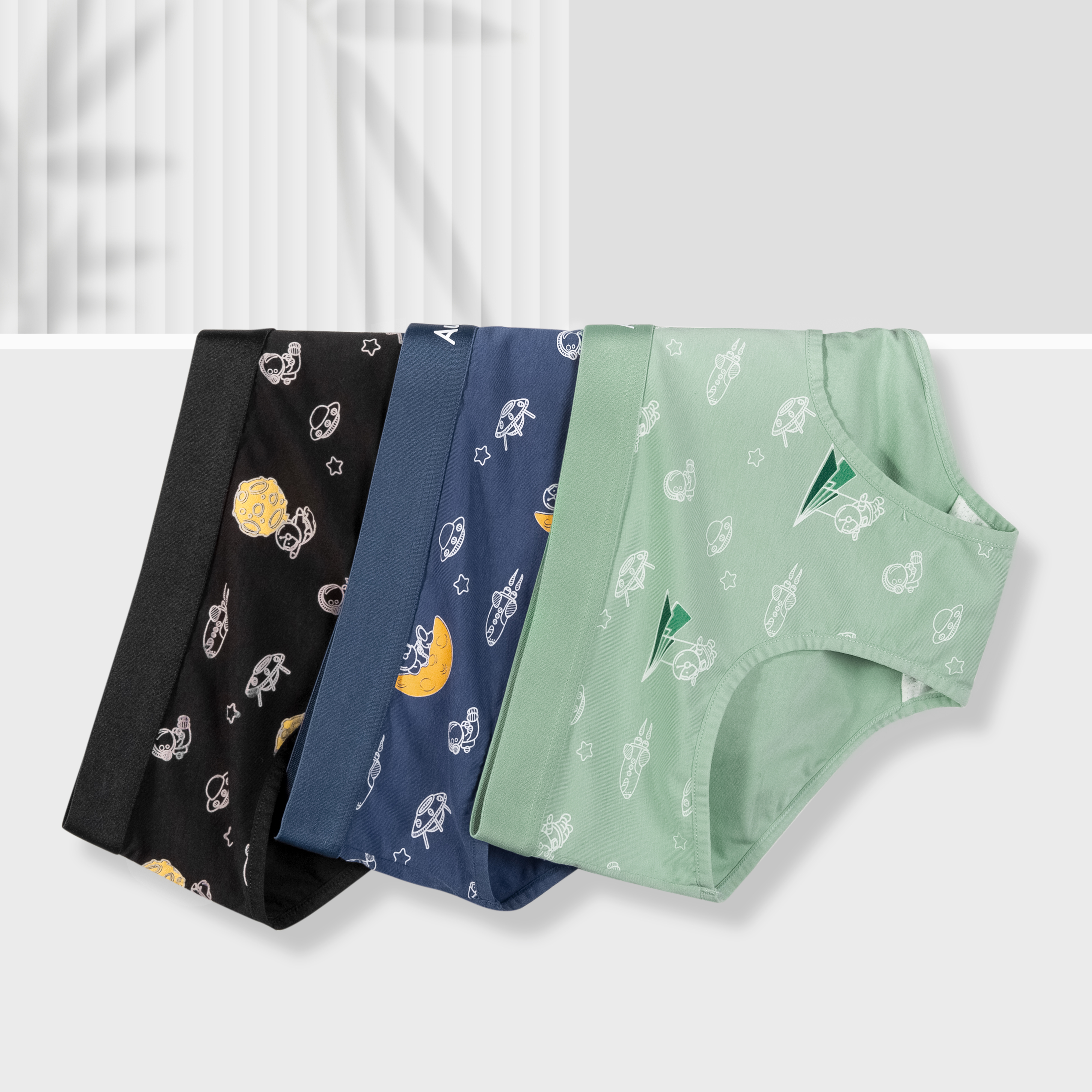 太空人印花系列內褲三件組 (三角)