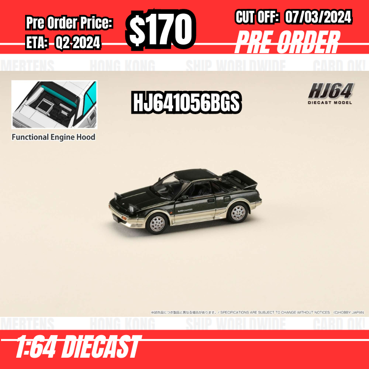 PO-$170 * Hobby Japan * 1:64  Toyota MR2 1600G-LIMITED SUPER CHARGER 1986 New Sherwood Toning HJ641056BGS [OD01/03]