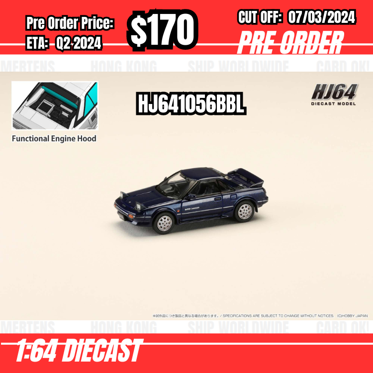 PO-$170 * Hobby Japan * 1:64  Toyota MR2 1600G-LIMITED SUPER CHARGER 1986 Blue HJ641056BBL [OD01/03]