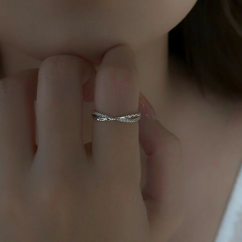 時光．交叉切割純銀調整戒