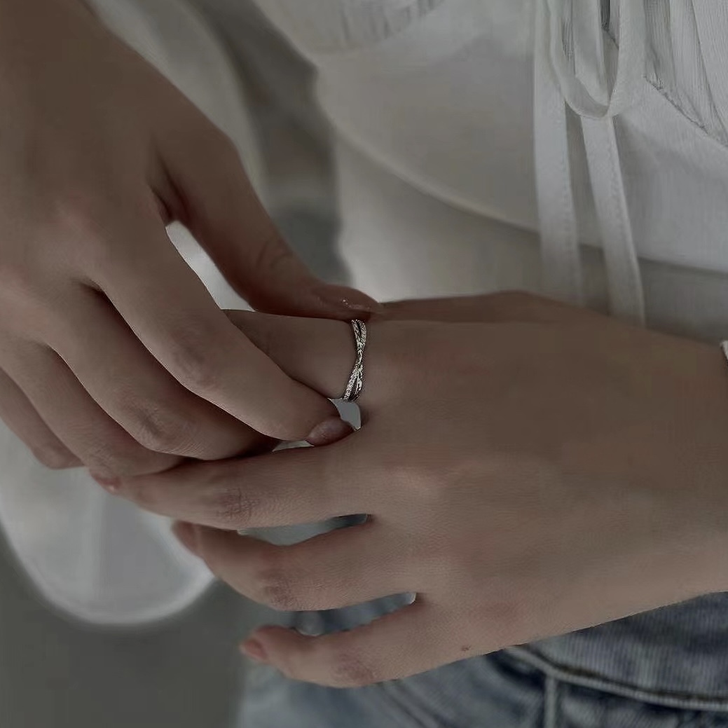 時光．交叉切割純銀調整戒