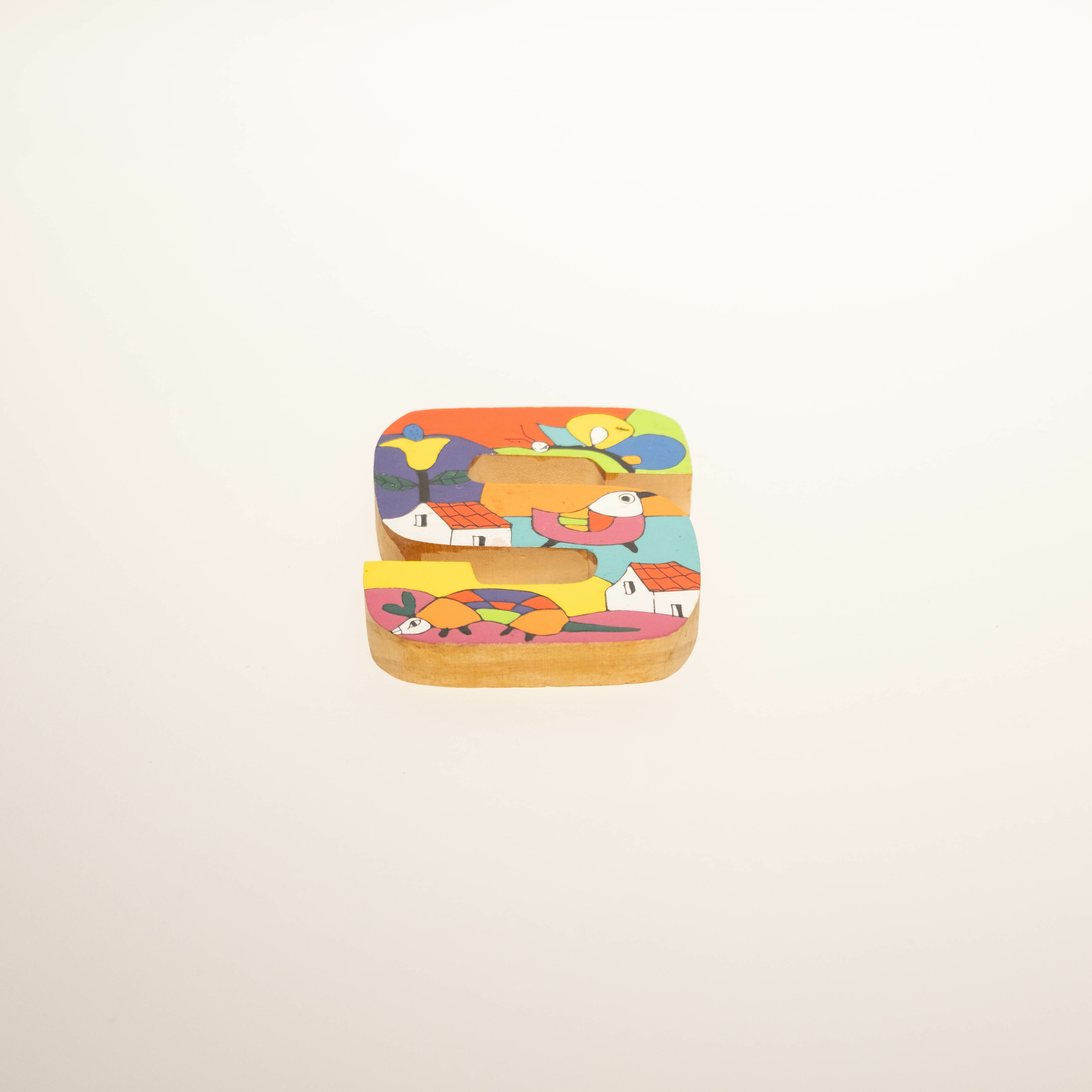 彩繪木雕｜手刻字母 S｜薩爾瓦多