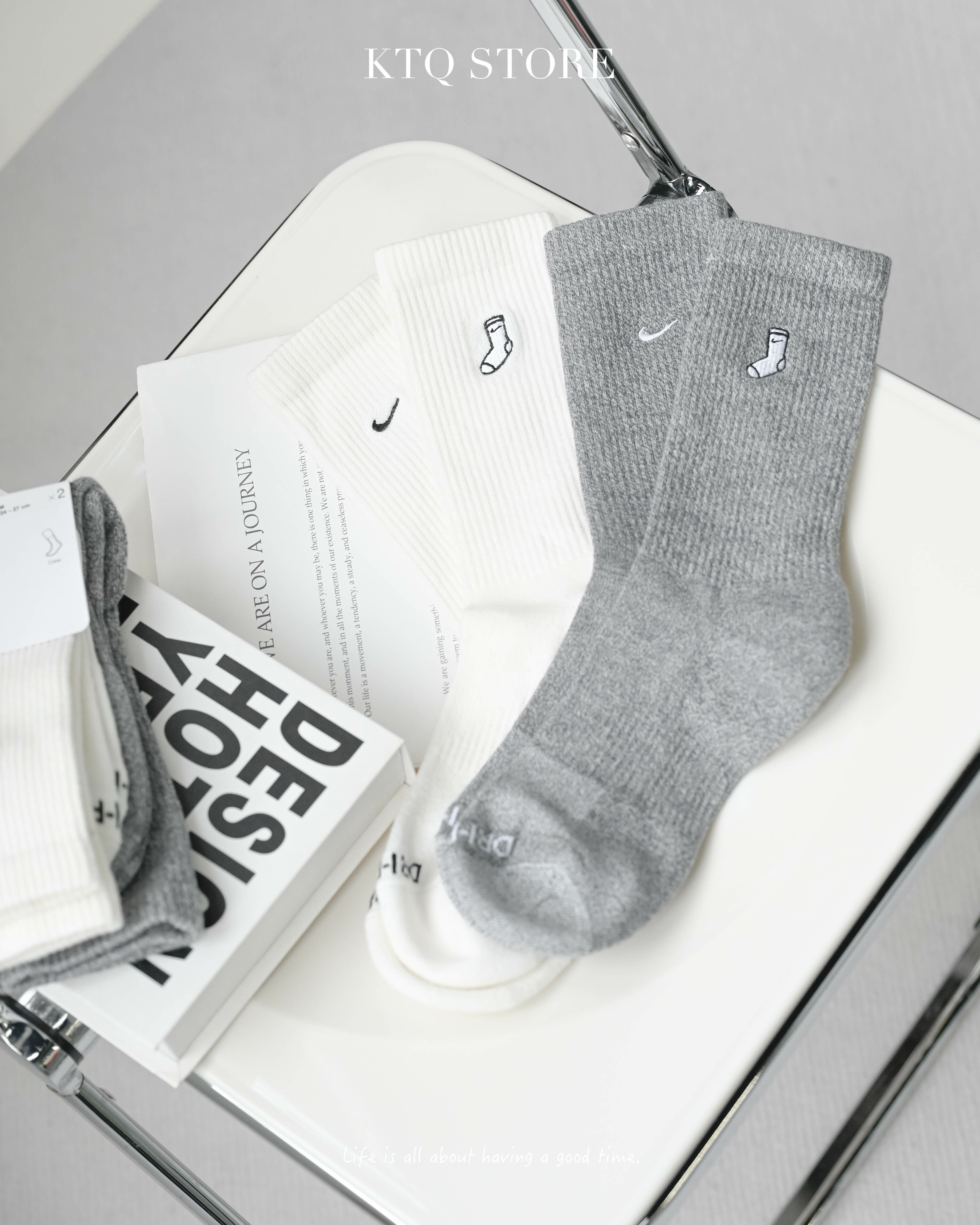 KTQ STORE ‧ Nike Everyday Plus Socks 2Pack 襪 米白灰 FB5709-900 黑白 FB5709-901