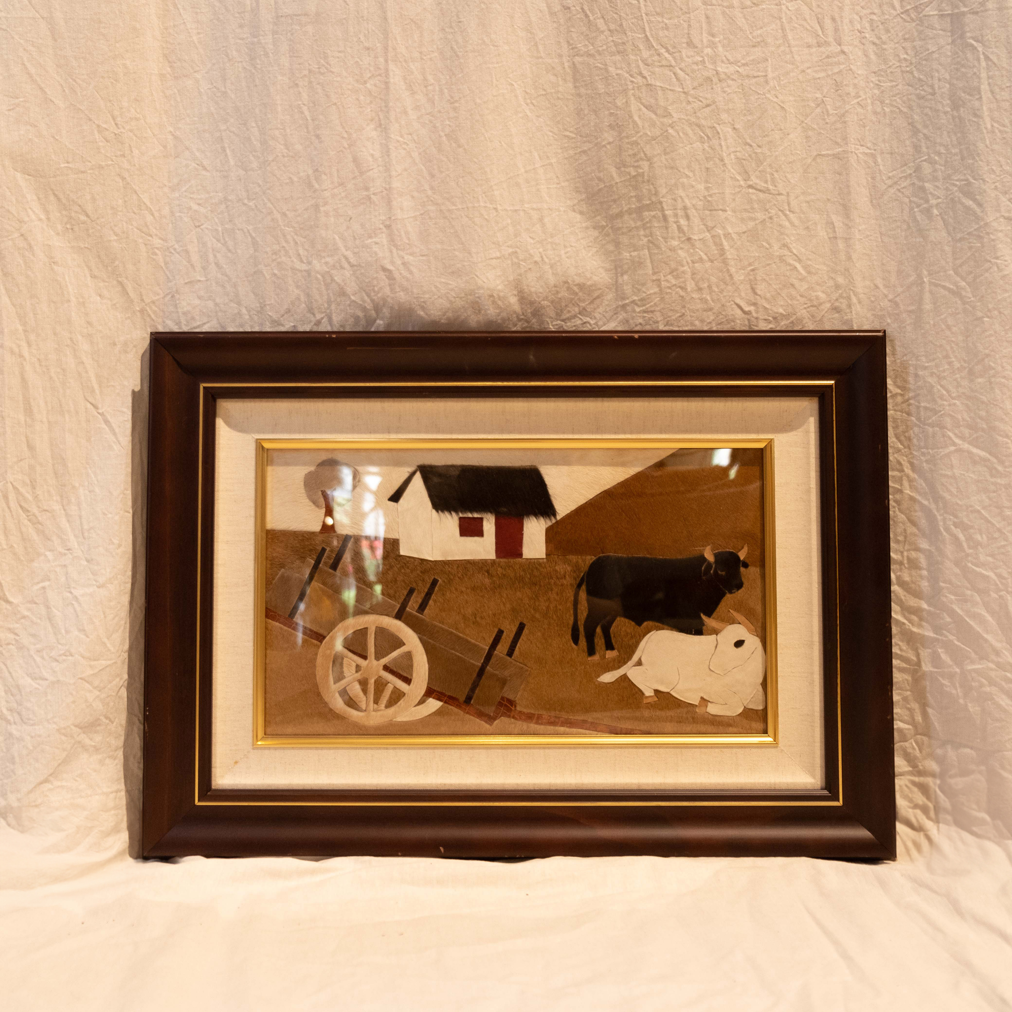 牛革拚貼畫｜農村風景｜尼加拉瓜