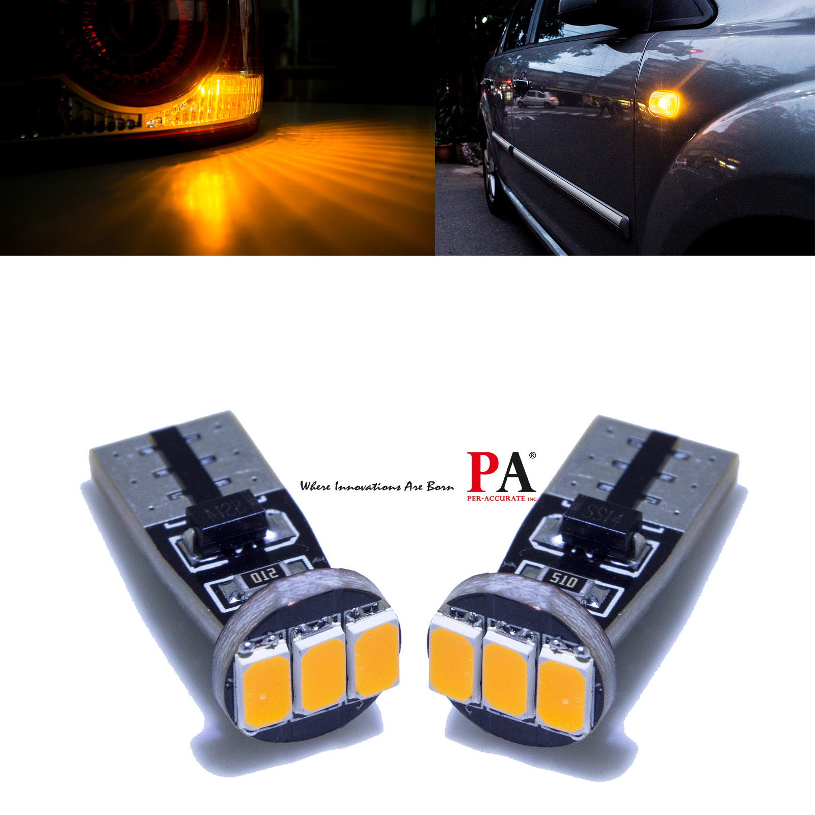 【PA LED】T10 3晶 三星 5630 SMD LED 黃光 橘光 側燈 側方向燈 方向燈 小燈 定位燈