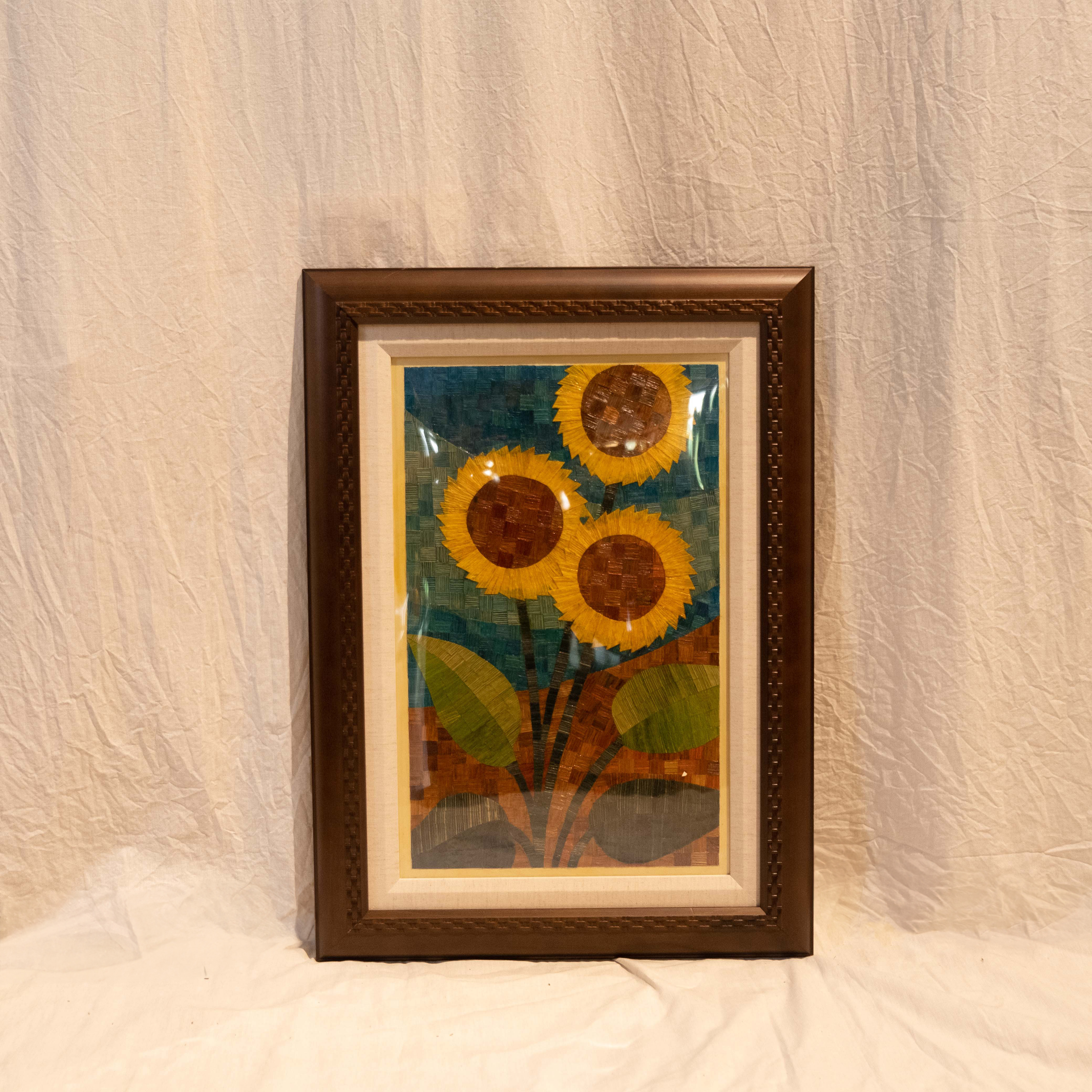 玉米殼拚貼畫｜向日葵｜尼加拉瓜