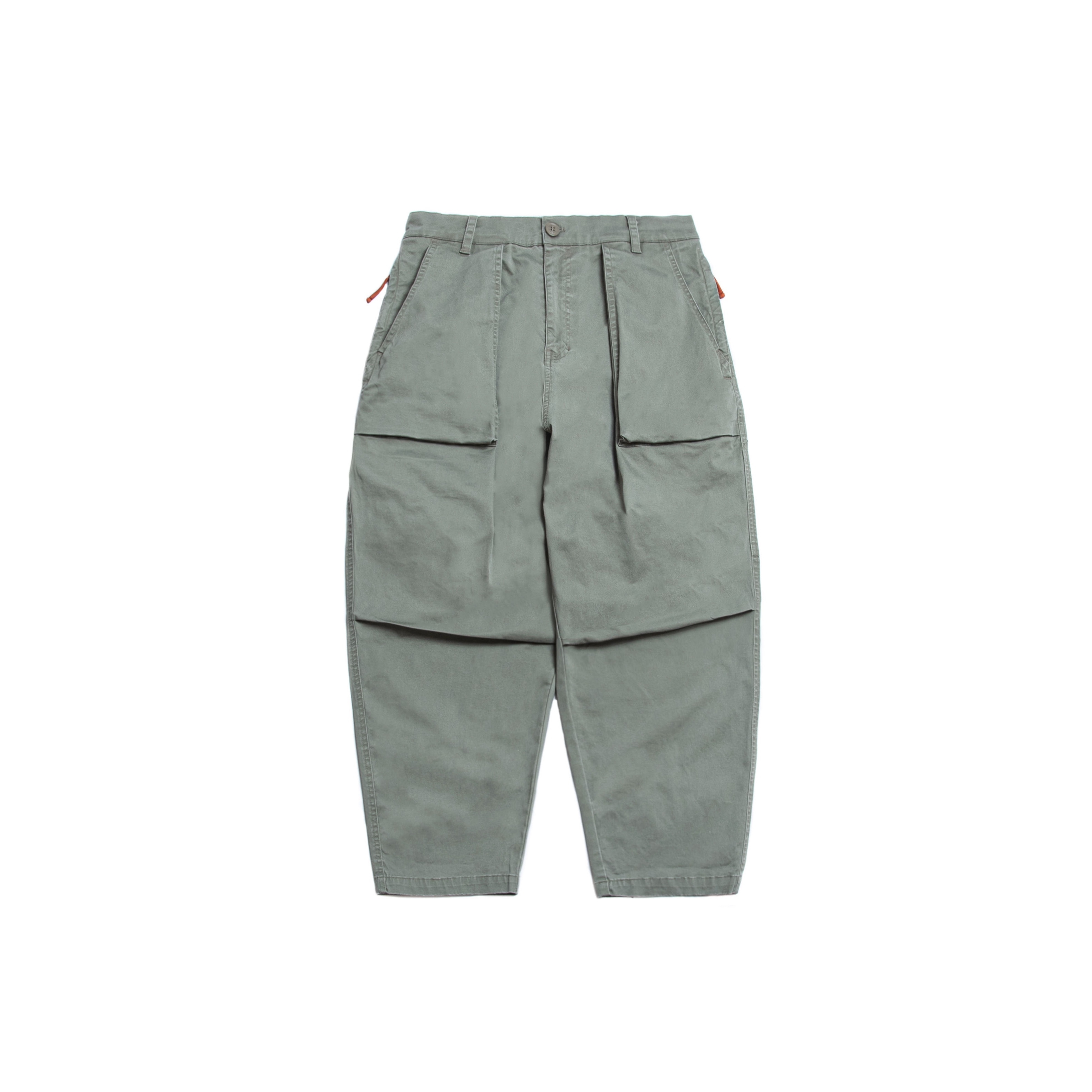 PERSEVERE HEAVY ENZYME WASHED TAPERED PANTS 綠灰色