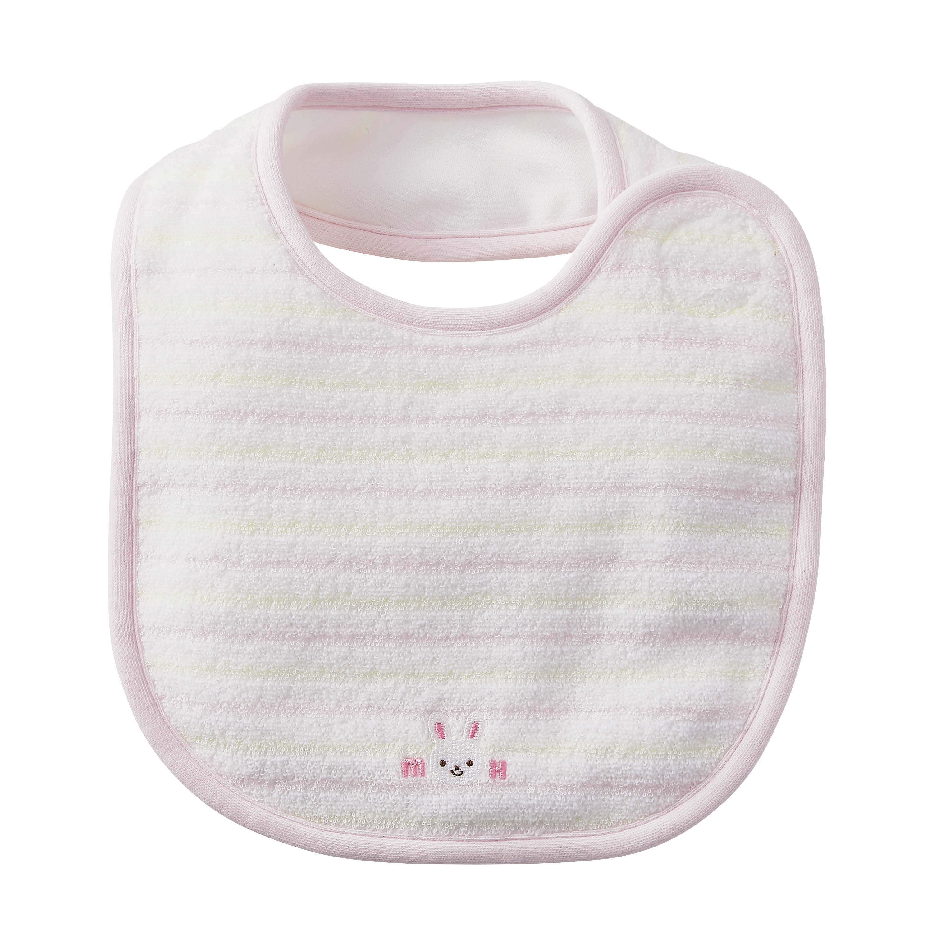 無撚紗小兔刺繡防水內襯圍兜-粉