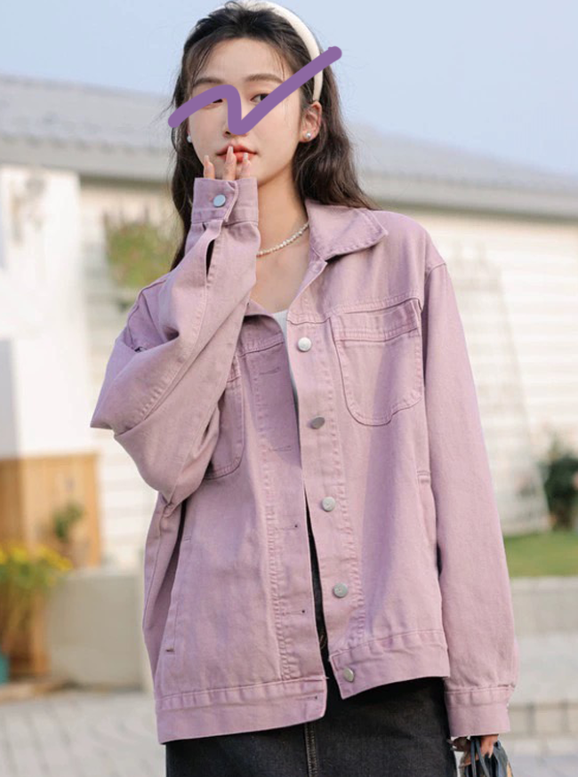 可甜可鹹可帥氣玫瑰霧粉牛仔外套-一色