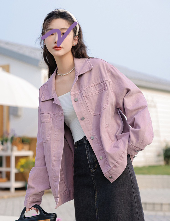 可甜可鹹可帥氣玫瑰霧粉牛仔外套-一色