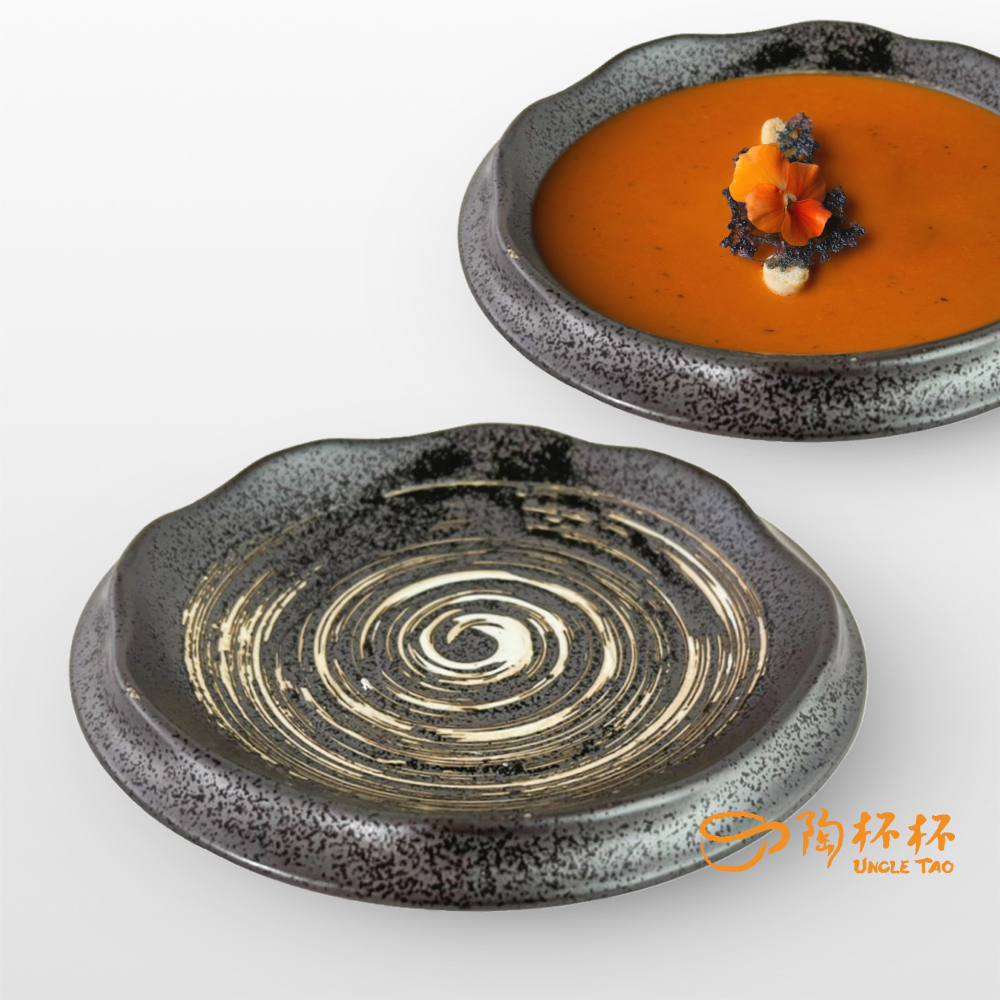 佐田 串燒盤 浮雕回紋 20.5/25.5cm AS03-39-04 高硬度 二次燒成【陶杯杯瓷器】