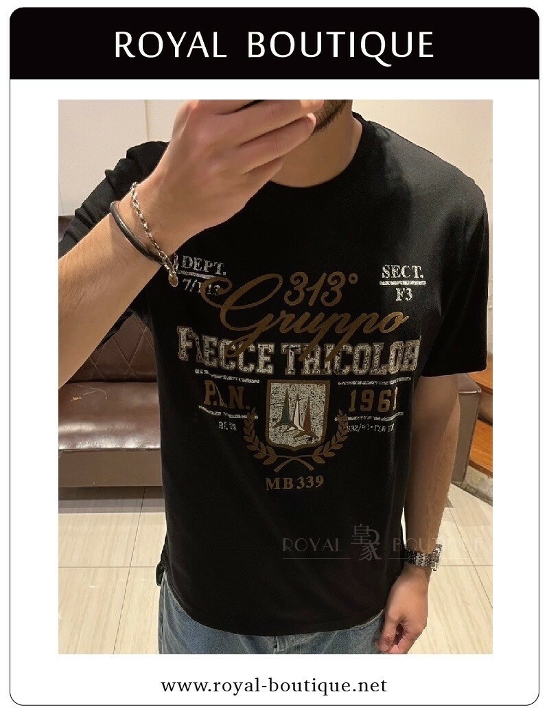 AERONAUTICA MILITARE 空軍 植絨軍事文字圖樣短T