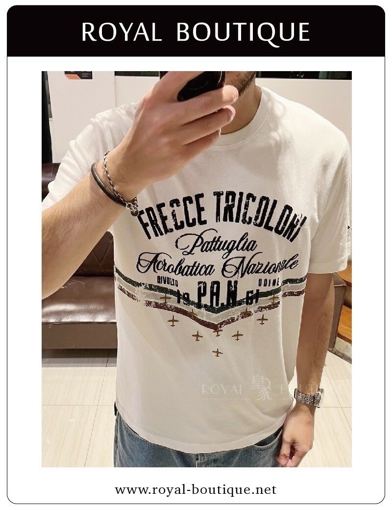 AERONAUTICA MILITARE 空軍 植絨軍機文字圖樣短T