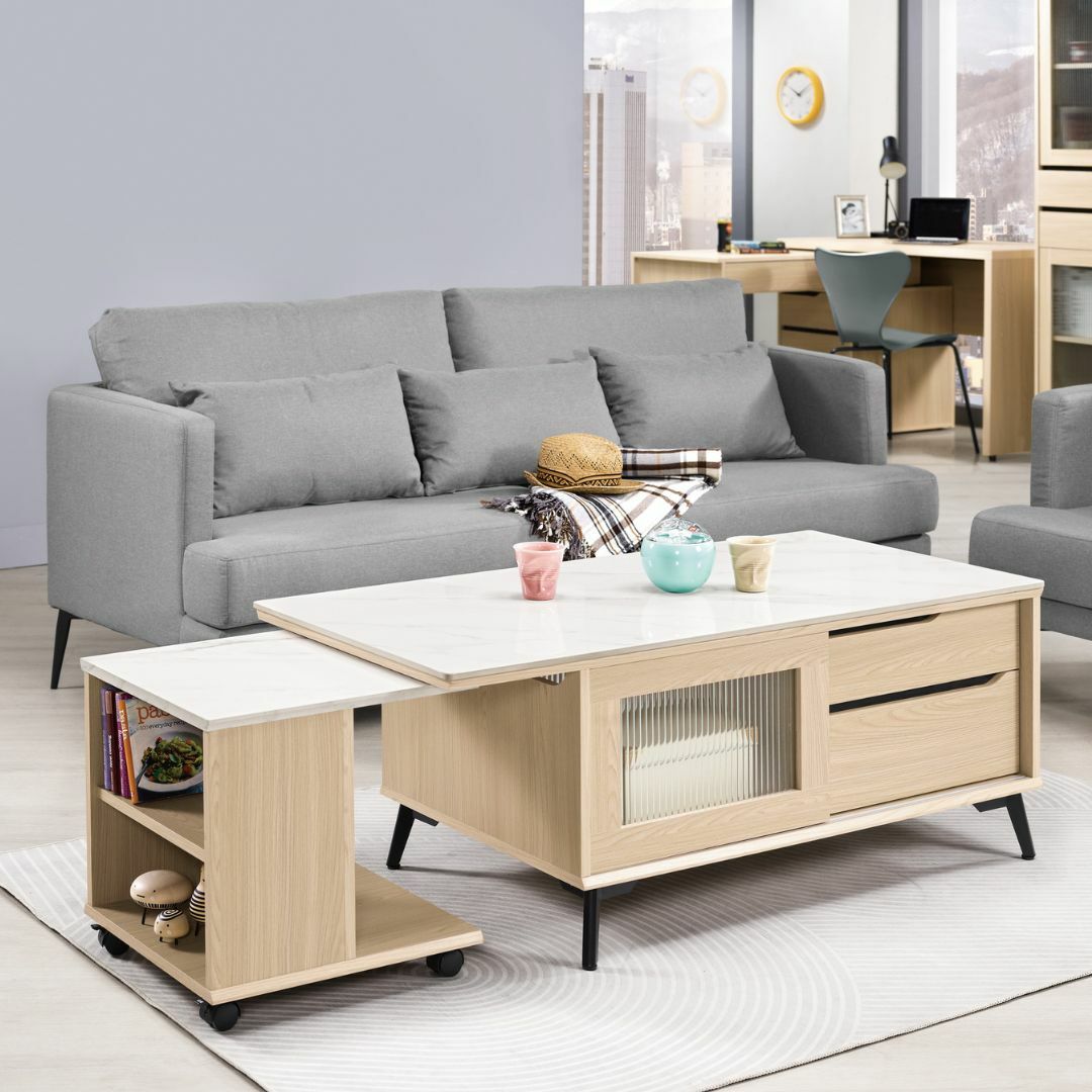 朵利斯︱岩板茶几︱拉門收納