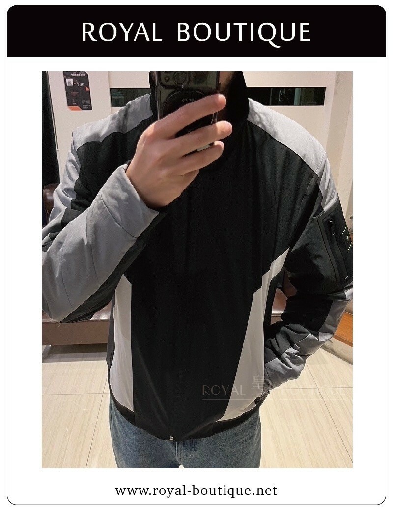 BOSS 三色拼接立領鋪棉夾克