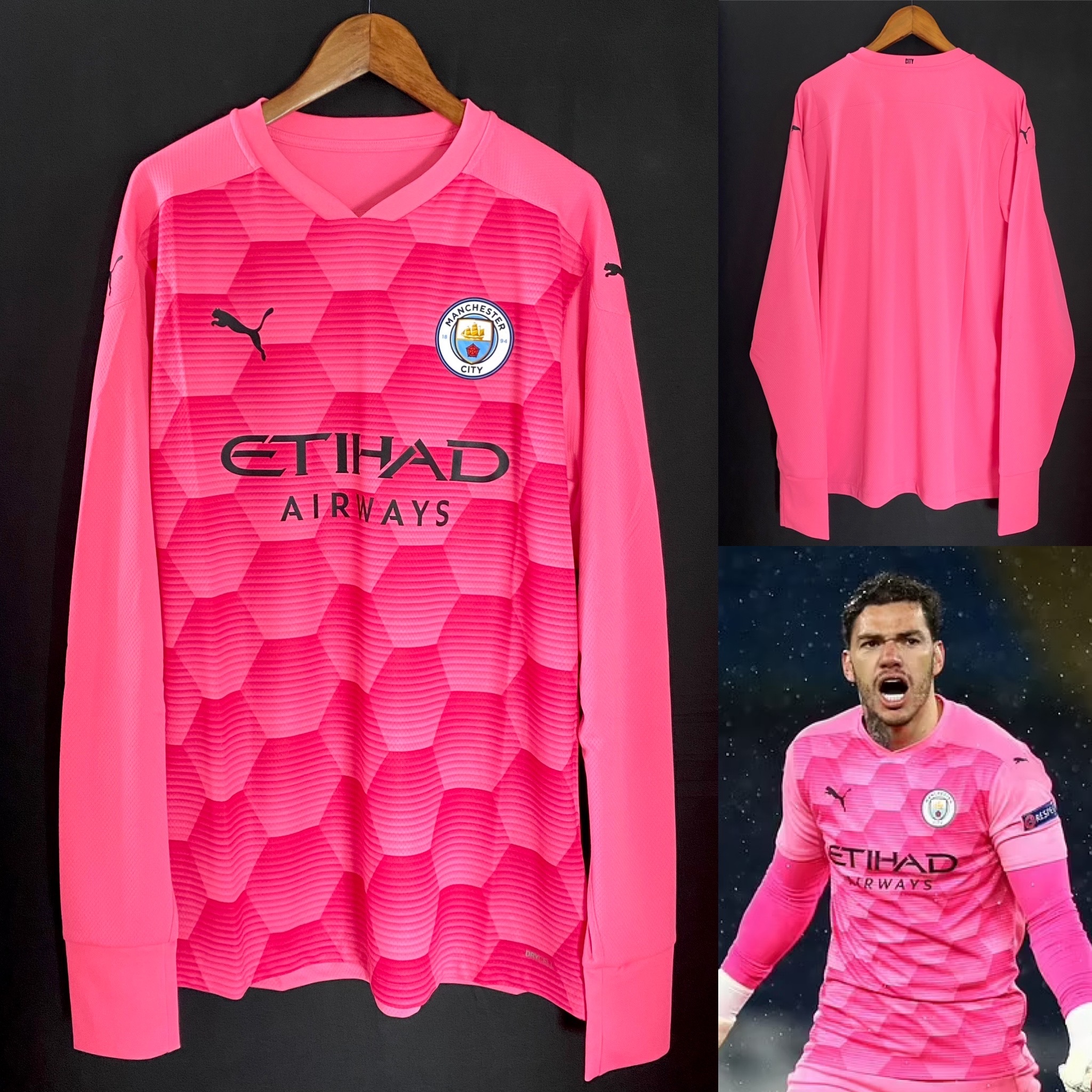 (Player Issue) Manchester City 2010-2021 Puma Goalkeeper Pink Player Issue Shirt