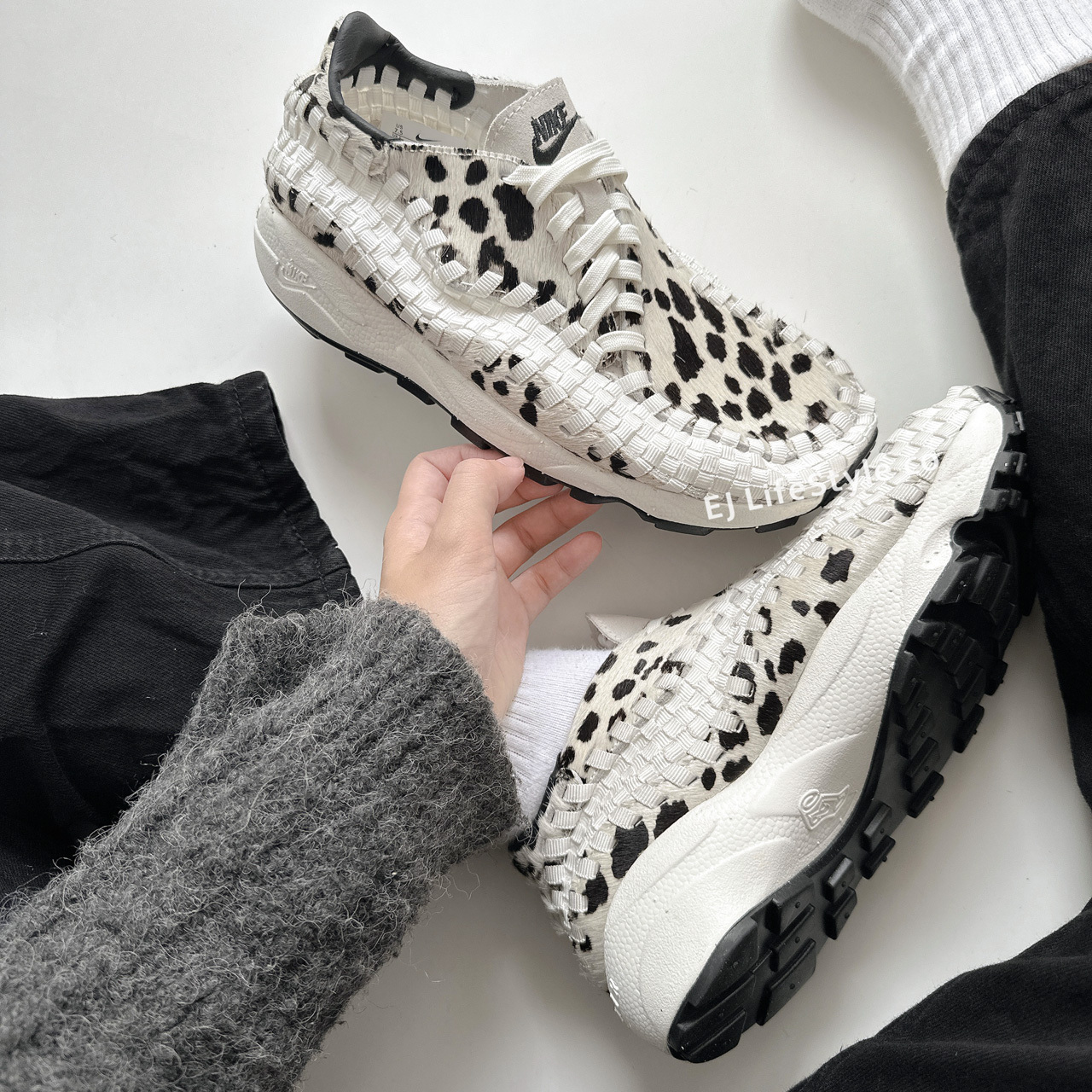 NIKE AIR FOOTSCAPE WOVEN 編織鞋 馬毛 乳牛紋 斑點 白黑 女鞋 FB1959-102 / 預購