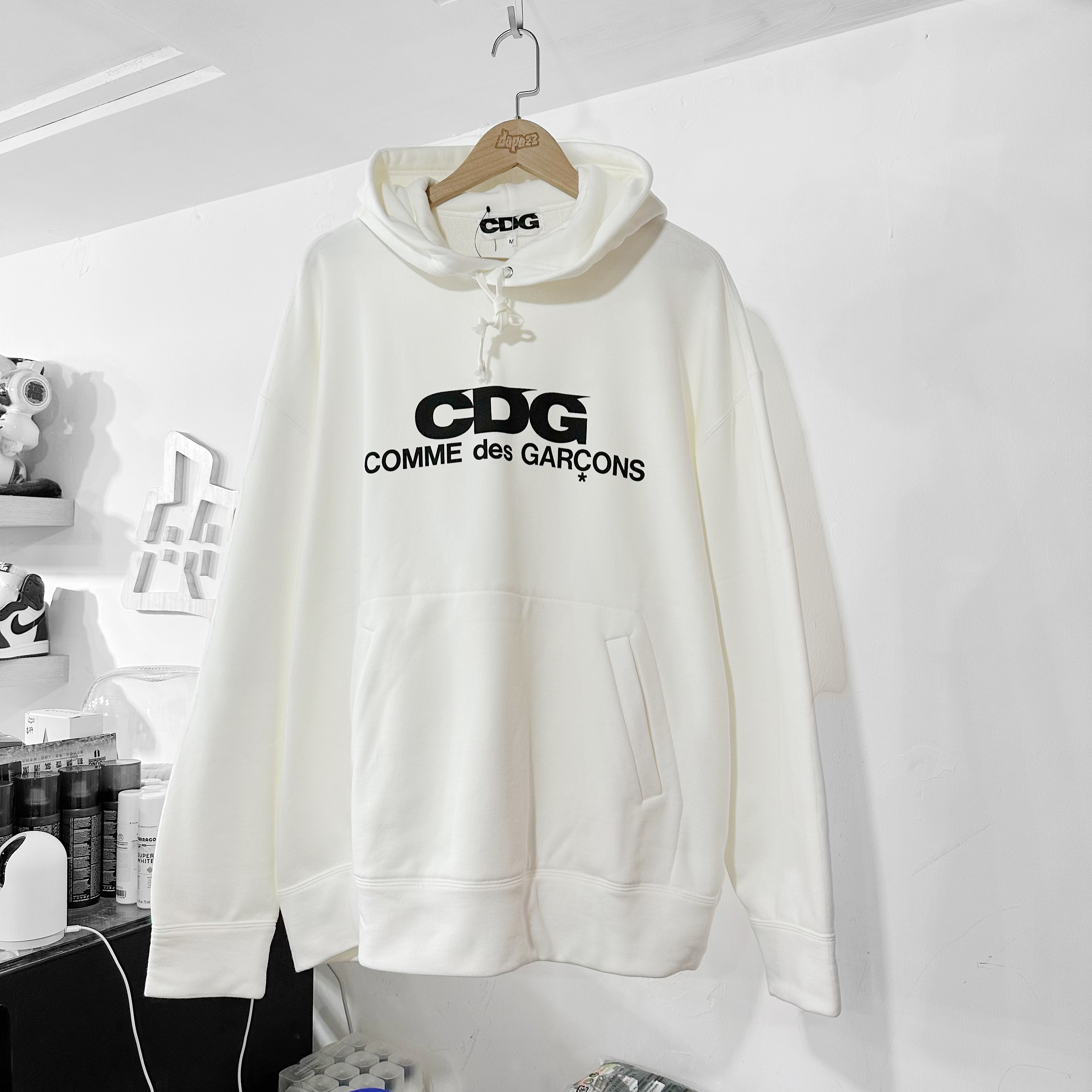 COMME des GAGCONS CDG OVERSIZED HOODED SWEATSHIRT WHITE