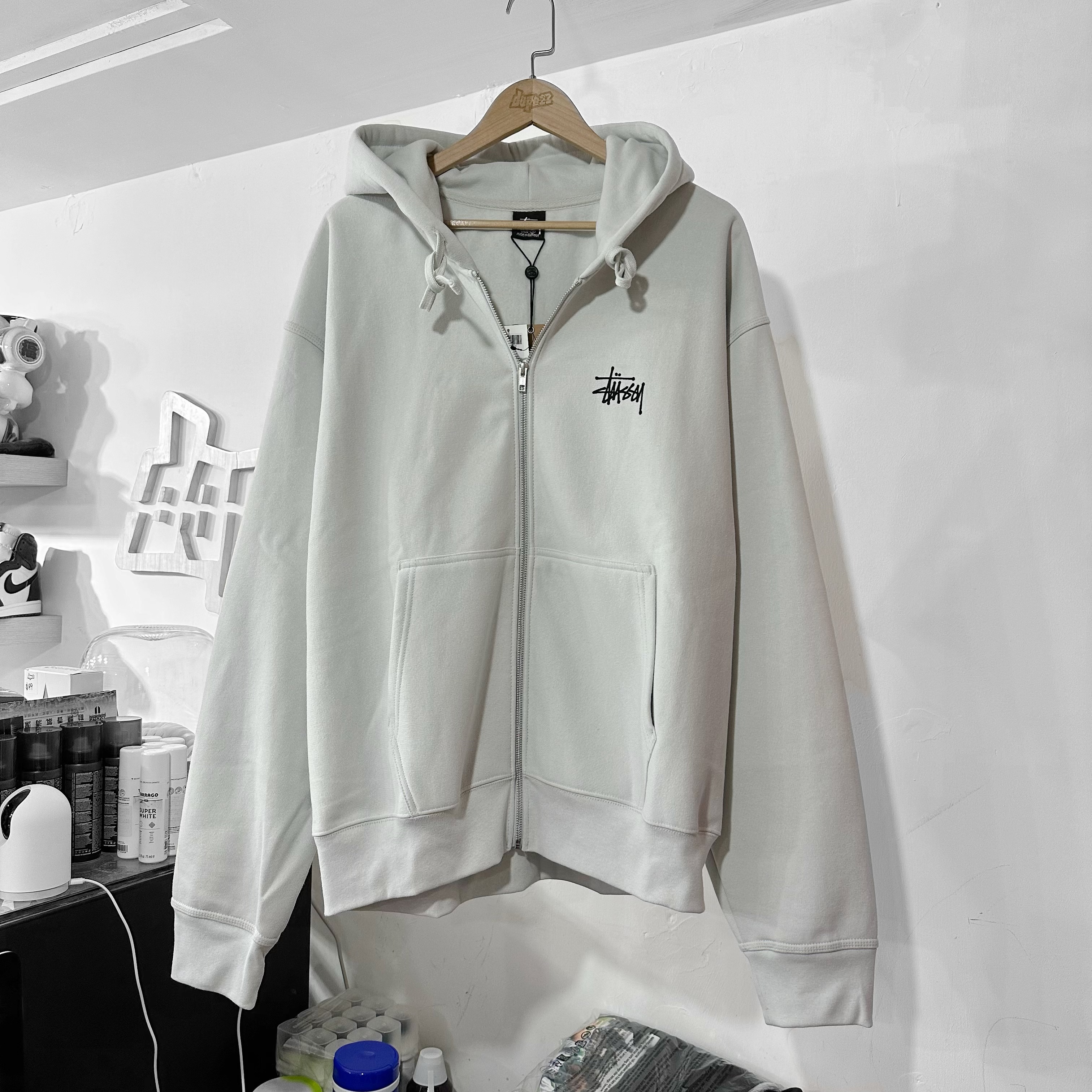 STUSSY SS24 Basic Stussy Zip Hoodie Fog 拉鏈外套