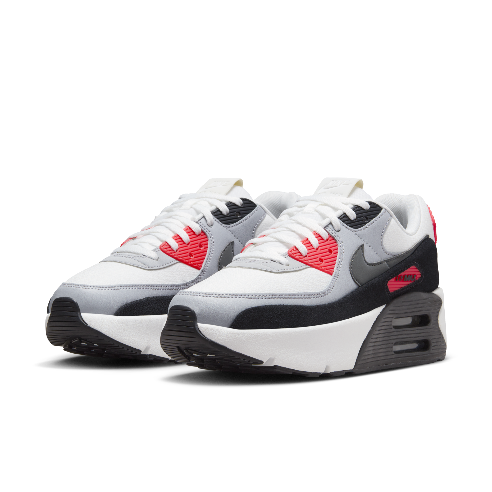 女鞋NIKE AIR MAX 90 LV8 白黑紅NEW JEANS同款厚底氣墊復古運動休閒鞋【