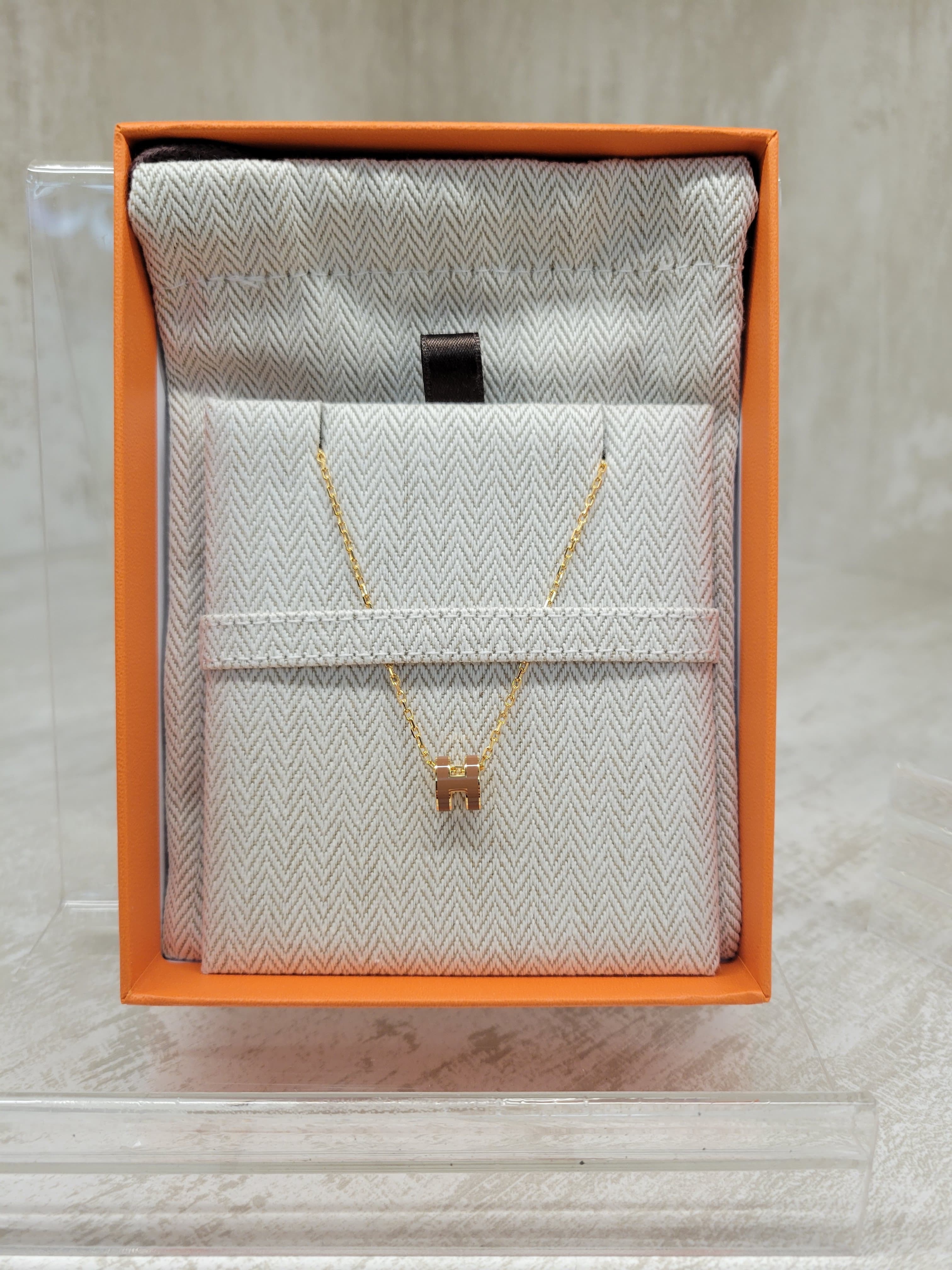 Hermes mini pop h pendant new gold 金