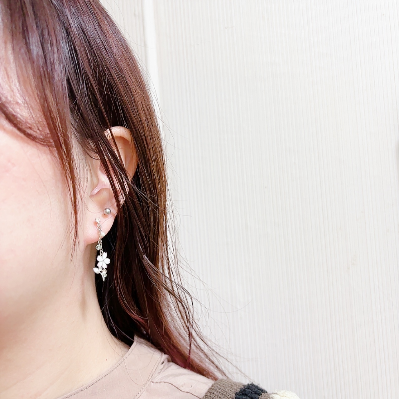 日本整枝櫻花耳環