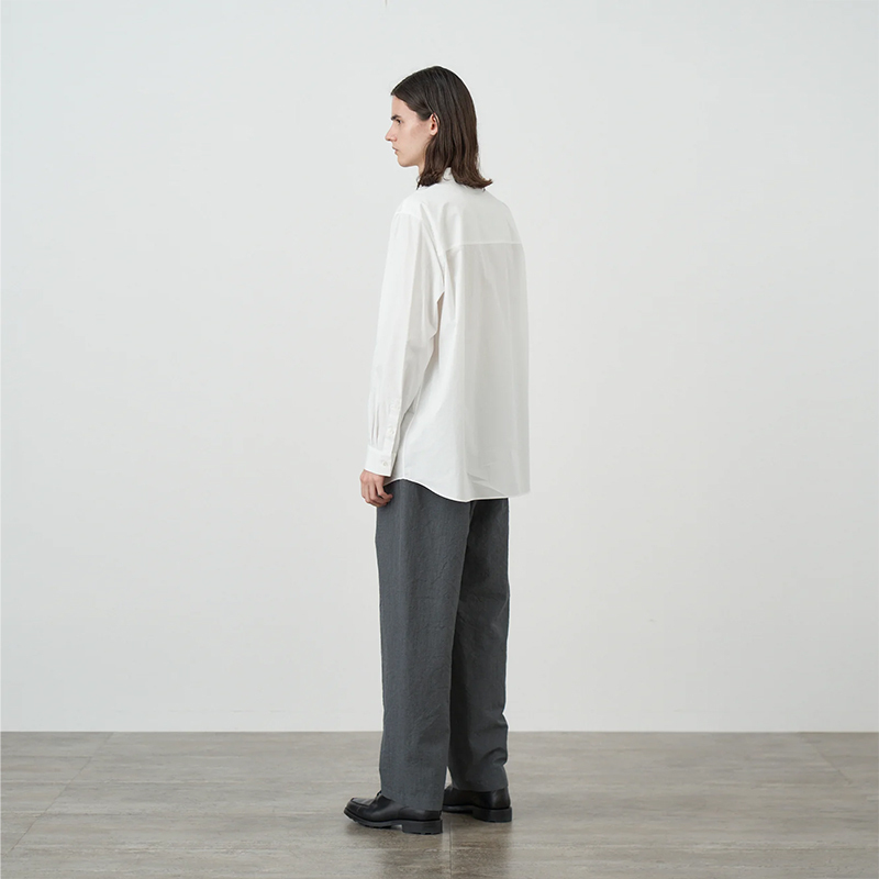 Wool Washi Tropical Wide Easy Pants Charcoal Gray
