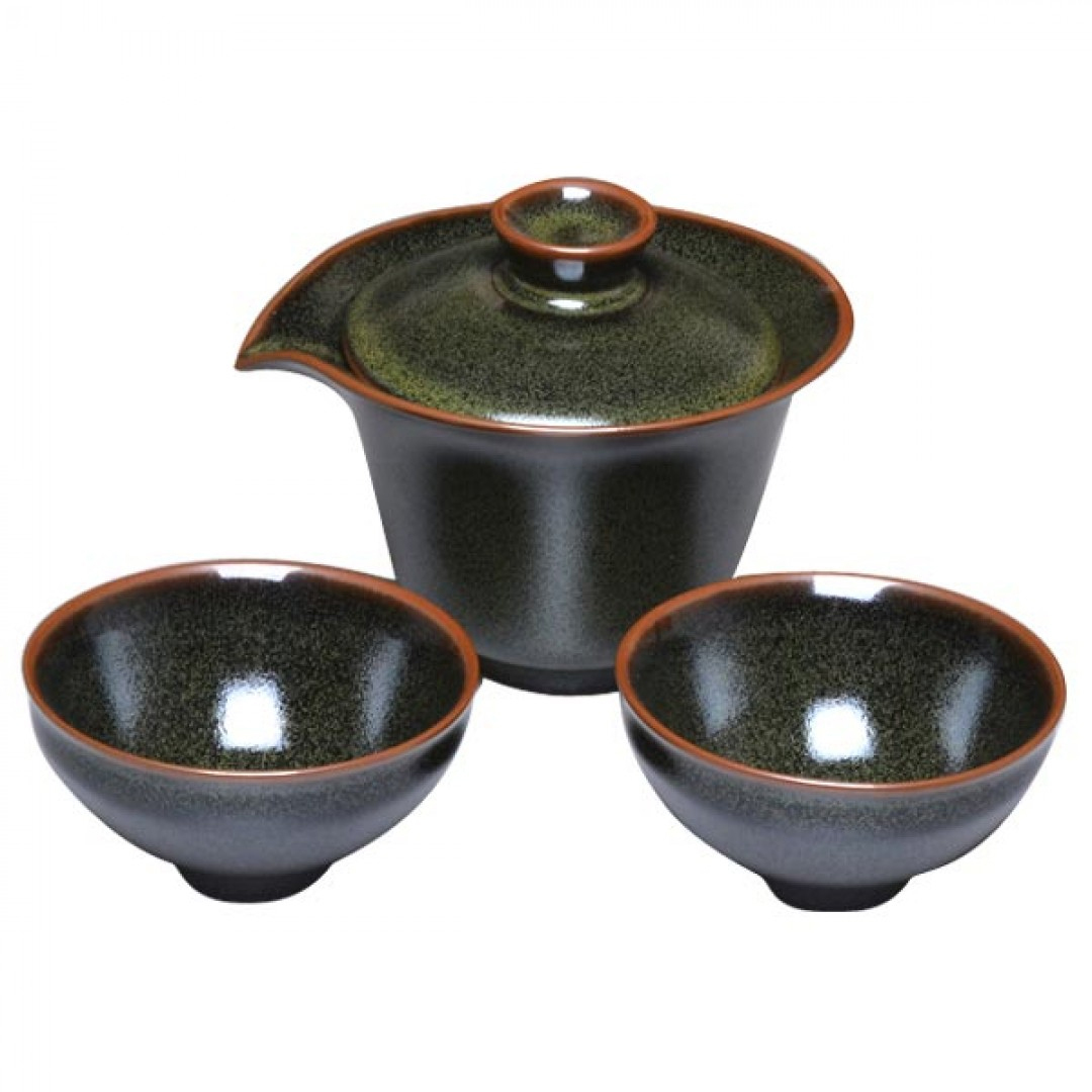 茶葉沫釉茶具組｜1壺2杯禮盒 質感送禮首選