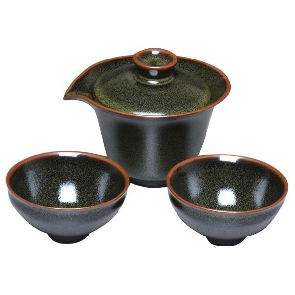 鹿港窯禮品館│茶葉沫釉 1壺2杯 禮盒