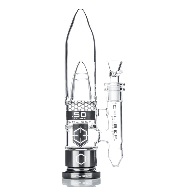 US CALIBER .50 CALIBER GLASS BONG - GUN METAL